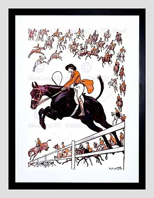 85438 GROUP BLOOD SPORT FOX HUNT HORSE DOG JUMP FENCE Decor Wall Print Poster • $13.95