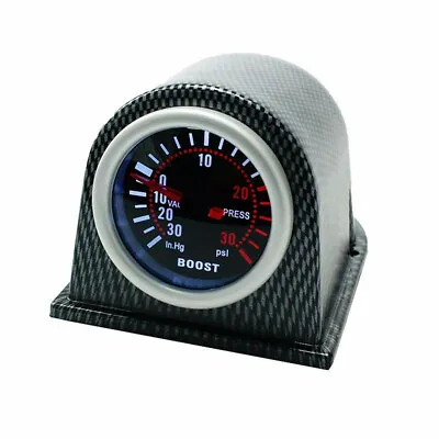 2in52mm Car LED Turbo Boost Gauge Carbon Fiber Style Pod Meter Pointer Universal • £17.87