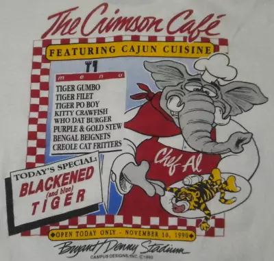 Vintage Original 1990 Alabama LSU LSWHO Big Al Football Large L T Shirt 90s Bama • $39.99