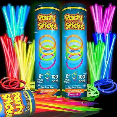 PartySticks Glow Sticks Party Supplies 200pk - 8 Inch Glow In The Dark Light ... • $26.79