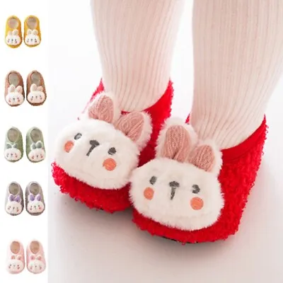 Newborn Warm Shoes Fleece Floor Socks Baby Winter Indoor Cartoon Crib Shoe • $10.98