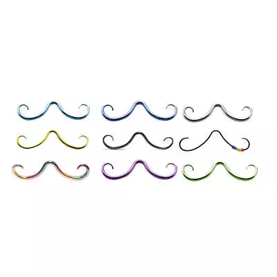 Surgical Steel Curly Mustache Septum Ring 16 Or 14 Gauge 2-3/4  Long • $21.13