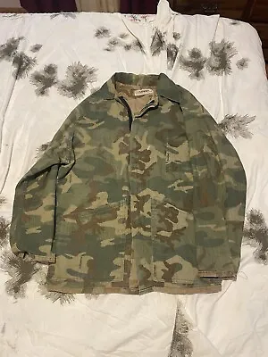 Vintage 60s 70s Ranger Reversible Camo Frog Skin Pattern Hunting Jacket Large • $45