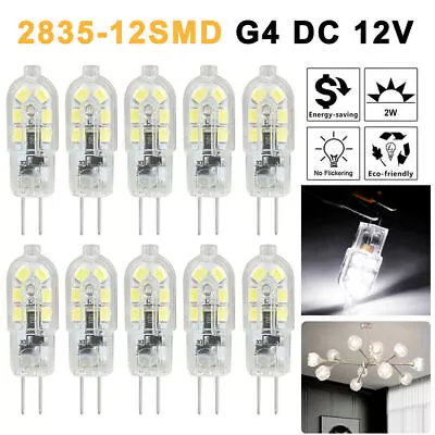 10PCS White G4 LED 2W = 20W Halogen Light Bulb 12 LED 2835 SMD Lamp DC 12V 6000K • $8.09