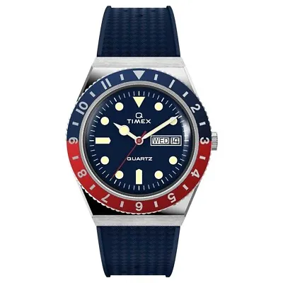Q Timex Reissue Diver Style Stainless Steel Pepsi Blue Red Bezel Watch TW2V32100 • $206.10