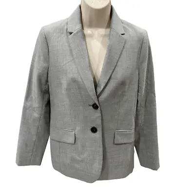 J. Crew Womens 8P Gray Wool Blend Suit Jacket Blazer Two Button • $25