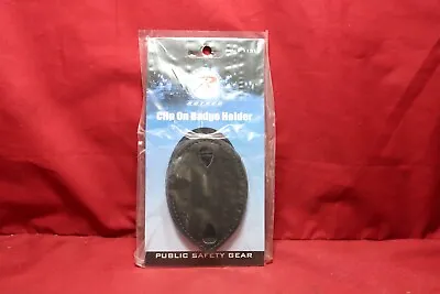 Black Leather Clip On Badge Holder Uniform Shield Law Enforcement Security Duty • $5.99