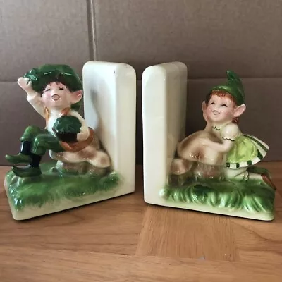 Green Gnome Fairy Pixies Bookends Japan • £56.05