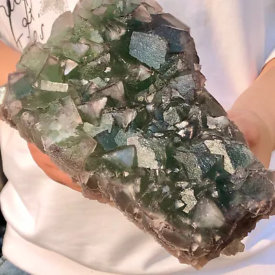 8.71lb Natural Cubic Fluorite Crystal Cluster Mineral Sample Healing • $0.99
