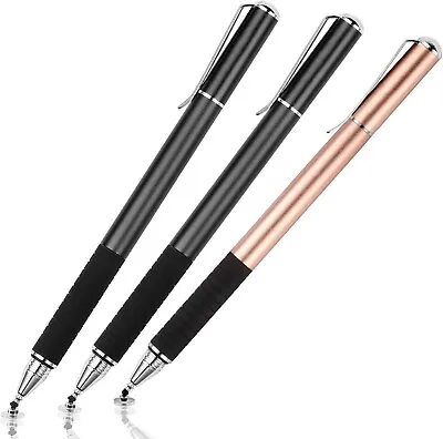 3PC Universal Stylus 2 In 1 Precision Series Disc Stylus Touch Screen Pen Black • $11.99