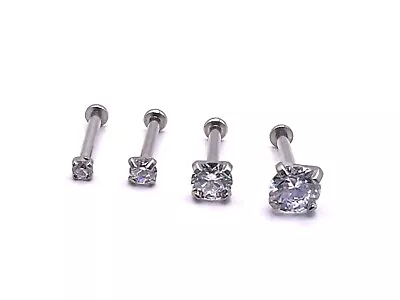 £4.19 • Buy Crystal Labret Helix Tragus Bar  2, 2.5, 4 & 5 MM Earring Internally Threaded