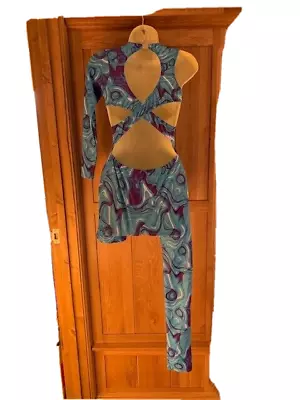 £25 • Buy Blue Bubble Feature Back Catsuit Acro Modern  Dance Costume Adult M Size 4