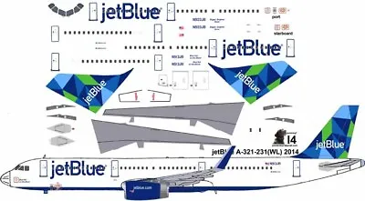 JetBlue Prism Airbus A-321 Pointerdog7  Decals For Revell 1/144 Kit • $10