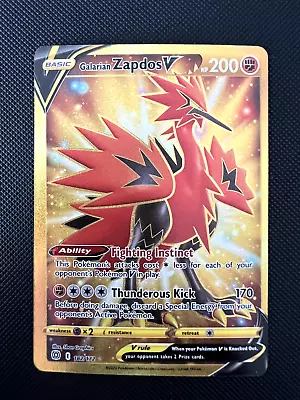 Galarian Zapdos V 182/172 Pokémon TCG Brilliant Stars Holo Secret Rare NM • $9.50