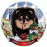 Pomeranian Black/Tan Dog Porcelain Ornament Pet Gift 'Santa. I Can Explain!' • £15.15