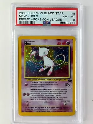 PSA 8 2000 Pokemon Black Star Promo #9 Mew  Holo NM-MINT #1975 • $60