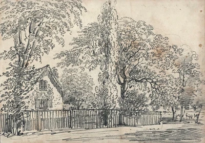 LADY HENRIETTA KERR Antique Pencil Drawing COTTAGE IN HYDE PARK LONDON - C1820's • £95