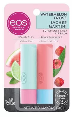 Eos Super Soft Shea Lip Balm 2 Pack Watermelon Frose And Lychee Martini • $7