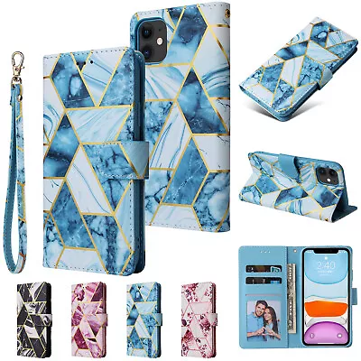 $13.19 • Buy Case For IPhone 7 8 13 12 11 Pro Max Mini XS XR Marble Leather Wallet Flip Cover