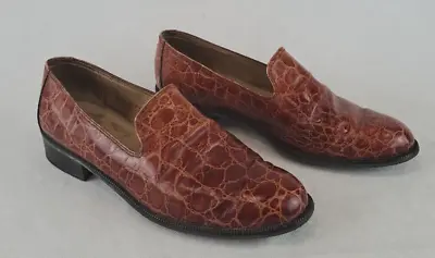 £9.99 • Buy Jaime Mascaro Brown Textured Leather Slip On Loafer Shoes Size 38.5 / 5.5 UK