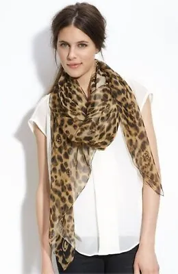 Alexander Mcqeen Scarf Large Square 100% Silk Leopard Print Skull Made In Italy • $125