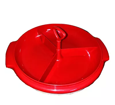 Vintage Tupperware Suzette 3 Section Snacks Relish Candy Dish #608 Red With Lid • $9.88