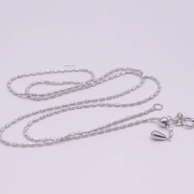 Pure Real 18K White Gold Necklace For Women 1mm Tube Beaded Link Chain 18inch • $715.40