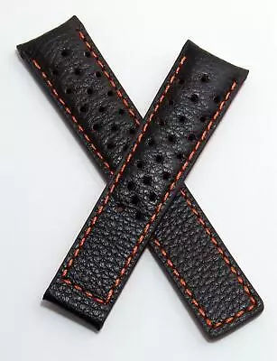 20/18 Mm DARK BROWN/ORANGE LEATHER WATCH STRAP To Fit TAG HEUER CARRERA & 300SLR • £52.99