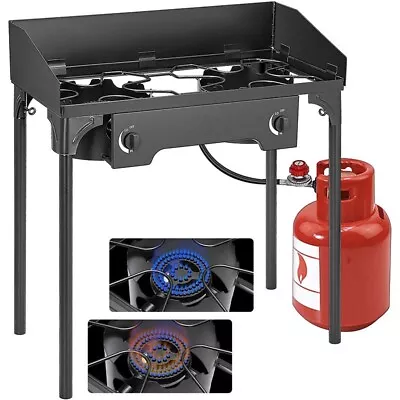 $119.99 • Buy Professional Outdoor 150000 BTU Stove Propane 2 Burner Portable Cooker BBQ Grill