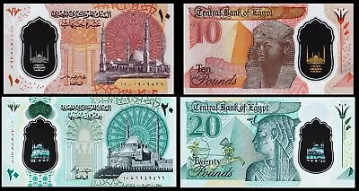 Egypt Set 10 20 Pounds 2022 2023 UNC POLYMER P-81 82 Polymer • $2.65