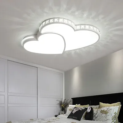 Heart Shape Crystal Ceiling Light Modern LED Pendant Lamp Chandelier For Bedroom • £60.95