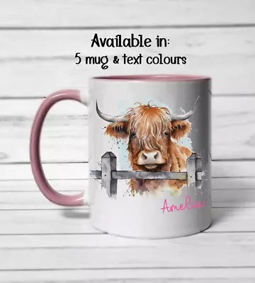 Highland Cow Personalised Ceramic Mug &/or Coaster • £9.44