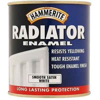 Hammerite Smooth Satin Finish Radiator Enamel Paint White 500ml 5084917 • £13.40