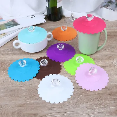 $2.38 • Buy 1pc Silicone Anti-dust Glass Diamond Cup Lid Cover Coffee Mug Suction Lid-dx