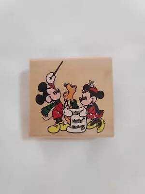 Disney Christmas Carolers Mickey Minnie Pluto Rubber Stamp • $14.99