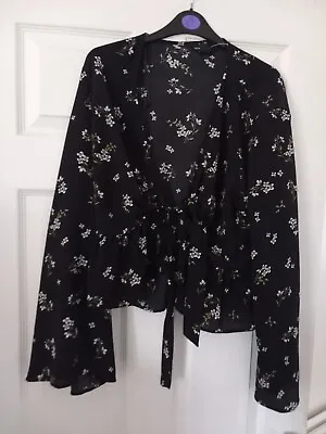 £6.43 • Buy BOX 442 LADIES TOP  NEW Size 18 Black White Print Jacket Tie At Front New Look 