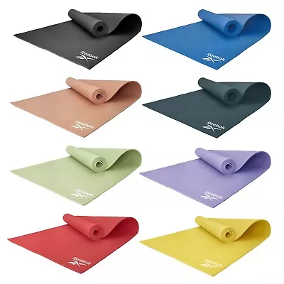 Reebok 4mm Yoga Mat Exercise Pilates Gym Fitness Workout Non Slip W/ Carry Strap • £13.49