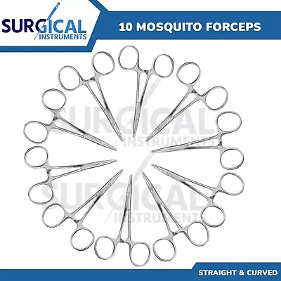 10 Pcs Mosquito Hemostat Locking Forceps 5  Curved & Straight German Grade • $14.99