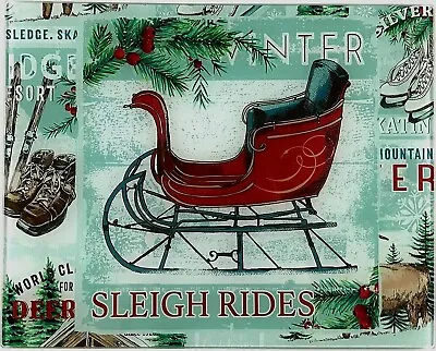 £14.10 • Buy Holiday Glass Cutting Board Christmas Lodge 12x15 Decorative Sleigh Ride Outdoor