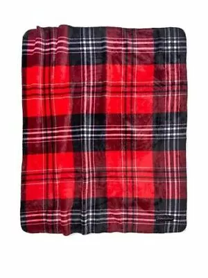 Victoria’s Secret Pink 2020 Soft Cozy Plush Sherpa Throw Blanket Red Black Plaid • $29.75