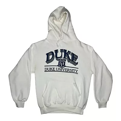 Vintage Duke University Hoodie Sweatshirt Size Medium Made In USA White • $18