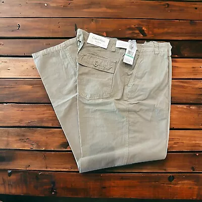 Calvin Klein NEW Men's The Mercer Easy Fit Khaki Tan Work Pants 34x32 Flat Front • $24.99