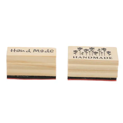  2 Pcs Handmade Seal Planner Stamp Card Making Wooden Scrapbooking • £8.55