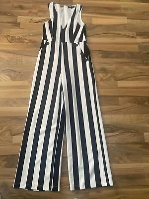 Cameo Rose @ New Look Black And White Striped Jumpsuit Size 10 • £3