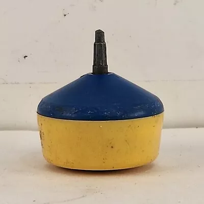 Mattel Mini-Wizzzer Spinning Top Toy Standard Yellow Blue 1970 No Tip Wheel Vtg • $15.95