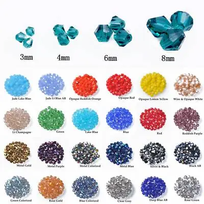 $1.99 • Buy 3mm 4mm 6mm 8mm Bicone Faceted Crystal Glass Loose Crafts Beads Jewelry Making
