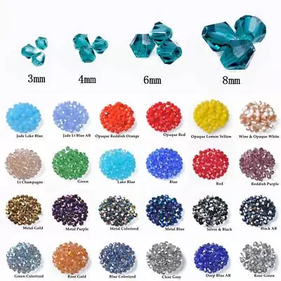 4mm 6mm 8mm Bicone Faceted Crystal Glass Loose Crafts Beads Jewelry Making • $4.74