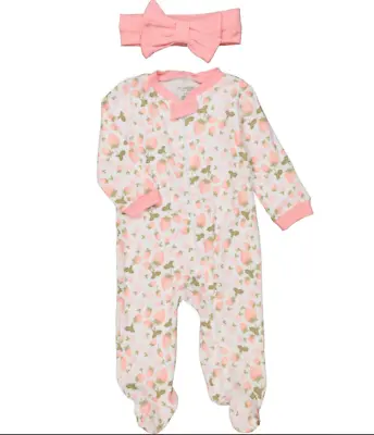 £13 • Buy Kyle & Deena Baby Girls Pink Strawberry Sleepsuit & Headband 0-3, 3-6 & 6-9 Mths