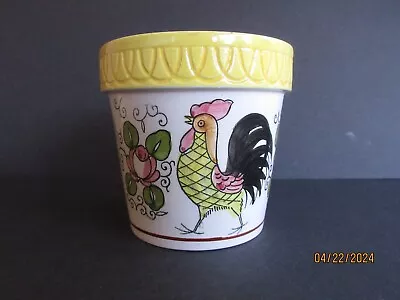 Vintage Early Brinn's Provincial Rooster & Roses Ceramic Flower Pot • $9.95