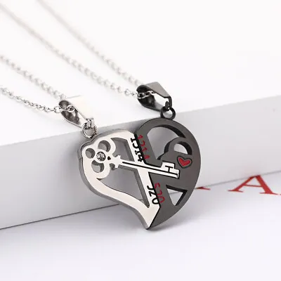 Key Spliceable Couple Pendant Necklace Love Valentine's Day Gift Jewelry • £3.68